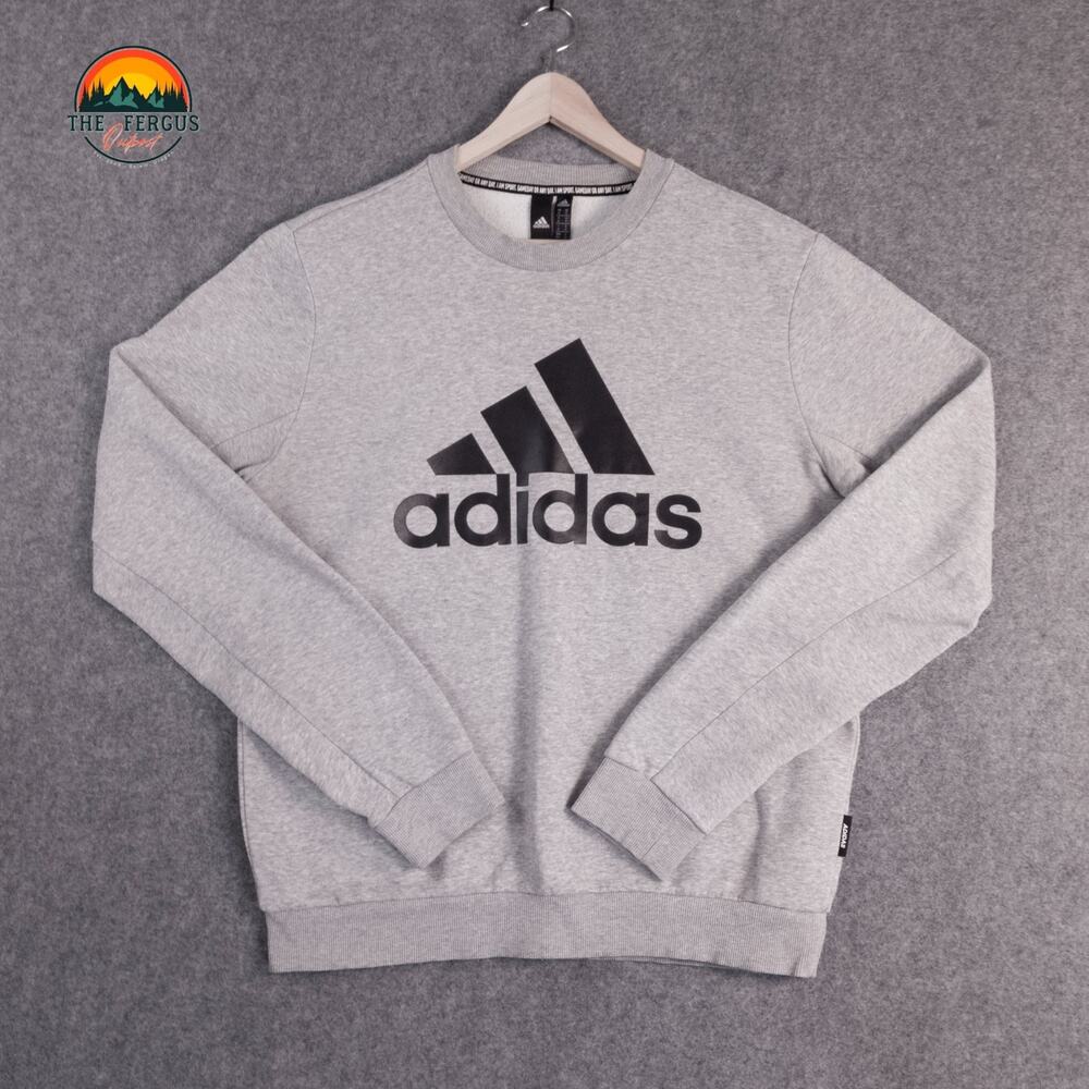 Adidas Pullover Sweatshirt Gray Long Sleeve Fleece Crew Neck Men's Size Medium